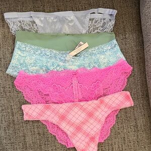 Victoria's Secret Lace Panty Collection - Pink, Green, Blue